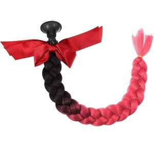 X AUTOHAUX 22" Helmet Pigtail Braids Hair for Bicycle Motorcycle Black Red